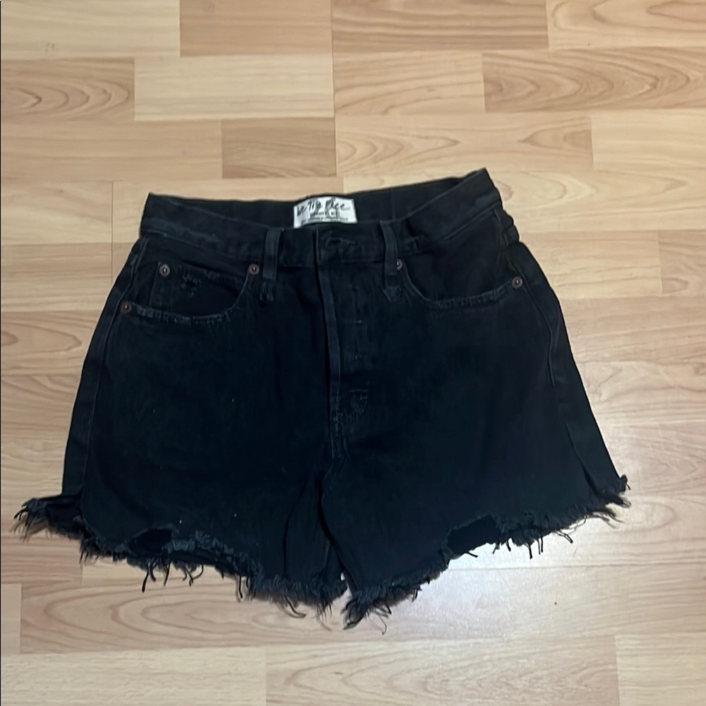 Wrangler Black Jean Shorts Distressed High-Waisted